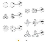 LOLIAS Orecchini in Acciaio Inossidabile con Perno per Piercing Gioielli Piccola Vite Dainty CZ Set per Piercing