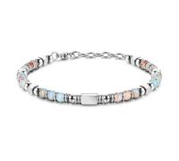 LOLIAS Perline Bracciale Donna Bracciali Argento Uomo Bracciale Acciaio Turchesi Ossidiana Occhio di Tigre Braccialetto Regali per Donna Gioielli 4MM