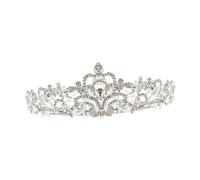 LOLIPPYY 1 Pz Crown in lega di diamante tiara Coperto di fiori di fiori della sposa di costume Nozze fascia per copricapo da sposa nuziale della sposa strass Argento