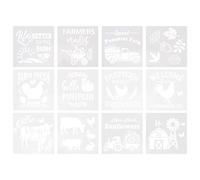 LOLIPPYY 12 Pezzi Stencil per Pittura Fai da Te Modello Art Stencil Agricoltura Template Robusto per Parete e Pavimento Riutilizzabile e Facile da Pulire