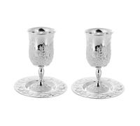 LOLIPPYY 2 Impostati Calici Shabbat in Metallo Robusto con Benedizione Vino Bicchieri Alti per Rosh Hashanah e Cerimonie Ebraiche Elegante Design per Seder e Matrimoni