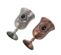 LOLIPPYY 2 Pezzi Bicchieri Calici Vintage in Metallo Retro Design Medievale con Gambe per Uso e Decorazioni Casa Resistenti e Eleganti per Feste e Cerimonie