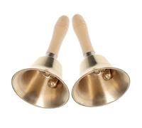 LOLIPPYY 2 pezzi Campanelli in Ottone Massiccio con Manico in Legno Ergonomico per Aula Cena e Eventi Festivi Suono Chiaro e Portatile per Gestione Servizio