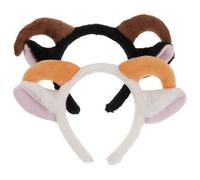 LOLIPPYY 2 Pezzi Cerchietto Orecchie Agnello con Corna Fascia Peluche Morbida Due Toni Bianco e Nero per Cosplay Feste Natalizie e Foto Tema Animale Accessorio Costume Pecora Realistico e