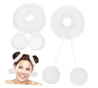 LOLIPPYY 2 Pezzi Elastici per Capelli Morbidi con Pompon Pelosi da Fasce Elastiche Soffici Little Rope Accessori Fluffy per Ponytail e Acconciature Confortevoli