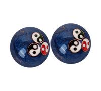 LOLIPPYY 2 Pezzi Palle Baoding Feng Shui per Esercizi Mani con Campanello Palline Meditative Blu per Anziani Fitness Portatile