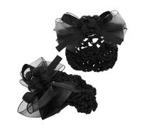 LOLIPPYY 2 pezzi Rete per Capelli con Nastro Nero Copri Chignon Regolabile per Donna Accessorio Elegante per Acconciature con Fermaglio a Nastro per Personale di Banca e Infermiere