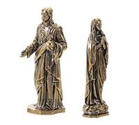 LOLIPPYY 2 Pezzi Statua Religiosa in Ottone della Vergine Maria e Sacerdote, Statuetta Cattolica da Tavolo Piccola, Decorazione Cristiana per Casa, Ufficio e Altare, Set da 2 Pezzi