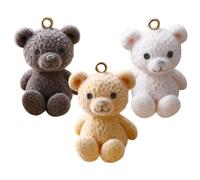 LOLIPPYY 3 pezzi Ciondoli Orso Kawaii per Gioielli Fai da Te Pendenti in Plastica e Microfibra Morbida per Braccialetti Collane e Orecchini Design Creativo per Facile Montaggio Colori
