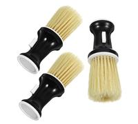 LOLIPPYY 3 pezzi Spazzola per Pulizia Collo Parrucchiere con Setole in Nylon Marrone Manico Nero Ergonomica Dettaglio Capelli Professionale e Domestica Testina Staccabile Facile da Pulire