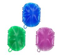 LOLIPPYY 3 pezzi Spazzole Doccia Doppia Faccia Massaggio Corpo Design Guanto Pratico per Massaggio e Pulizia Esfoliante e Stimolante per Acupressione Colore Casuale Rosso Colore Casuale