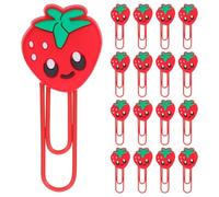 LOLIPPYY 30 Pezzi Graffette Segnalibro a Forma di Fragola in Pvc, Clip da Ufficio Originali e Creative per Studenti, per Scuola, Documenti e Agenda
