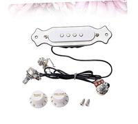 LOLIPPYY 4 corde Pickup per Chitarra Corde Precablato con Controllo Volume e Magnetico per Buca Acustica Custodia Abs Resistente Compatibile con Chitarre Folk Ed Elettriche Modello Bianco