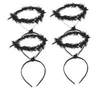LOLIPPYY 4 Pezzi Cerchietti Angeli Neri Leggeri e Resistenti per Adulti Accessori Cosplay e con Anello Morbido per Costume