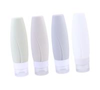 LOLIPPYY 4pezzi Bottiglie Da Viaggio Silicone Da Contenitori Per Cosmetici Riutilizzabili e Ricaricabili Per Shampoo Lozioni Bianco Beige Verde