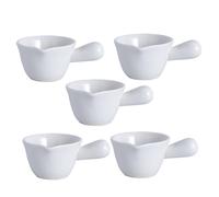 LOLIPPYY 5 pezzi Pentolino in Ceramica Bianca con Manico Mini Brocche per Latte e Salse Scaldaburro Compatto e Facile da Pulire per Uso Casalingo in Cucina