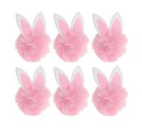 LOLIPPYY 6 Pezzi Fermagli per Chioma con Orecchie di Coniglio in Peluche Rosa, Accessori Fai da Te per Decorazioni Pasquali, Mini Pompon Coniglietto Morbido per Feste Primaverili