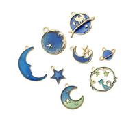 LOLIPPYY Accessori per Gioielli Fai da Te 16 Pezzi Ciondoli in Lega Leggera a Tema Pianeti e Satellite Set Creativo per Collane e Orecchini Decorazioni Artigianali per Hobby e Regali