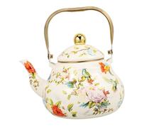 LOLIPPYY Bollitore Smaltato Retrò 1,5l in Acciaio Per Fornelli Con Design Vintage Floreale, Teiera Smaltata Per Bollire Acqua e Preparare Tè, Accessorio Cucina Domestica Resistente e Facile Da Pulire