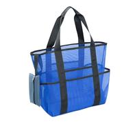 LOLIPPYY Borsa Spiaggia in Rete Large Leggera Multifunzione per Giochi Spesa e Picnic Tasca Interna con Zip per Valori Tracolla Confortevole Resistente Asciugatura Rapida Blu