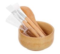 LOLIPPYY Ciotole per Maschere Viso Pennello e Cucchiaio Set 5 Pezzi in Bambù e Routine di Bellezza Portabile con Spatola per Trattamenti Estetici Fai da Te