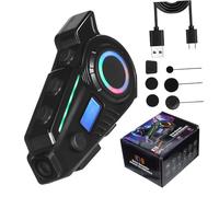 LOLIPPYY Cuffie wireless per Casco Moto con Memoria Cancellazione Rumore Microfono Sensibile e LED Visibilità per Chiamate Handsfree e Musica Stéréo
