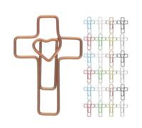 LOLIPPYY Graffette Metalliche a Forma di Cuore e Croce 120 Pezzi, Clip Segnalibro Decorative Argentate per Documenti, Organizer per Studio Biblico e Cancelleria Creativa Colore Casuale
