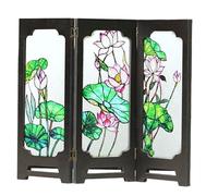 LOLIPPYY Mini Paravento Cinese in Acrilico Resistente, Divisorio Pieghevole da Scrivania Decorativo per Ufficio e Dormitorio, Schermo Compatto Motivi Tradizionali Asiatici per Spazi Privati