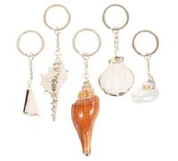 LOLIPPYY Portachiavi a Conchiglia Naturale 5 Pezzi Accessori da Spiaggia per Chiavi Auto Borse e Ciondoli Decorativi Unici e Resistenti per Amanti Dell’Estate e del Mare