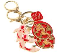 LOLIPPYY Portachiavi Ciondolo in Metallo 2 Pezzi Drago Cinese e Carpa Koi, Pendente per Borsa e Zaino, Decorazione per l'Anno del Drago e il Nuovo Anno