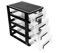LOLIPPYY Scatola Portaoggetti Da Scrivania in Plastica Pp Trasparente e Nera, Organizer Di Stoccaggio Tipo Cassetto a 4 Strati, Porta Cosmetici Per Trucco e Accessori, Per Tavolo Da Toeletta e Ufficio