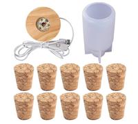 LOLIPPYY Set 12 Pezzi Stampi Silicone per Lampada LED Fai da Te a Bottiglia Base in Legno Stabile, Luci per Feste e Decorazioni Creative, Kit per Luce Notturna Bottiglia DIY