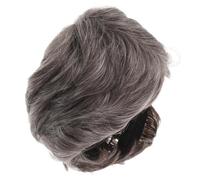 LOLIPPYY Short Men Wig Heat Resistant Synthetic With Stylish Slanted Part For Old Cosplay And Halloween Costumes Light Grey Short Hairpiece For Everyday Use