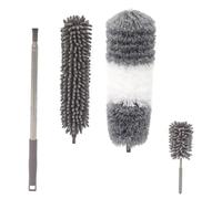 LOLIPPYY Spolverino Telescopico Regolabile con Teste in Microfibra e Chenille Spazzola Cattura Polvere per Mobili Soffitti Auto e Superfici Delicate Riutilizzabile e Lavabile