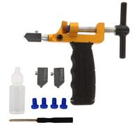 LOLIPPYY Tagliapiastrelle in Metallo 2 in 1 Taglierina per Vetro e Testina per Rompere, Utensile Manuale Compatto Impugnatura Antiscivolo per Lavori di Fai da Te e Taglio Piastrelle e