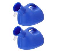LOLIPPYY Vaso da Notte Orinatoio per Anziani con Coperchio 2 Pezzi Plastico Blu Capacità 2000ml Portatile e Stabile per Uso Domestico e Anziani