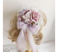 Lolita - Cappello a cilindro con fiori in stile francese vintage, per travestimenti da principessa, in pizzo, colore: viola