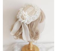 Lolita - Fermaglio per capelli a forma di cappello a cilindro con fiori, morbido, per travestimenti, cosplay, costume (beige)