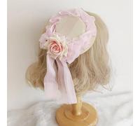 Lolita - Fermaglio per capelli a forma di cappello a cilindro con fiori, morbido, per travestimenti, cosplay e travestimenti, colore: rosa