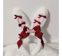 Lolita - Fermaglio per capelli a forma di coniglietto morbido, fatto a mano, per travestimenti e cosplay, colore: rosso