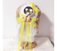 Lolita - Fermaglio per capelli da cameriera con fiori scavati in pizzo a rete, per cosplay, cappello, copricapo (giallo)