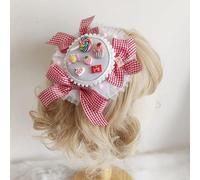 Lolita Maid Soft Girl Dot Butter Top Hat Beanie Cute Party Cosplay Costume Copricapo Clip per capelli (rosso)