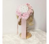 Lolita Maid Soft Girl Wedding Beanie Top Hat Hanfu Cosplay Party Copricapo Fermagli per capelli (rosa)