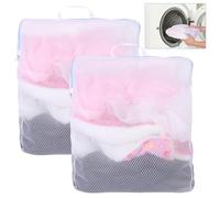 Lollanda 2 Stück Wäschenetz für Waschmaschine, Wäschenetz mit Reißverschluss für Wäsche/Schut, Wäschesack mit Kordelstopper Wiederverwendbar für Unterwäsche, Blusen, BHs und Babykleidung (55x50x16 CM)