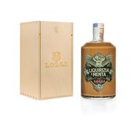 LOLLI - Liquore artigianale, bottiglia limited edition, liquore con cofanetto in legno. Bottiglia da 500 ml. 17% vol. (500 ml, Liquirizia e menta)