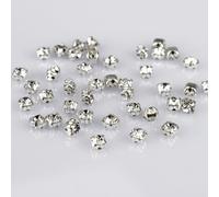 Lollibeads™, strass tondi in cristallo di Boemia su castone, con base in ottone placcato in argento, per lavori di cucito fai da te White Crystal-4mm-100pcs