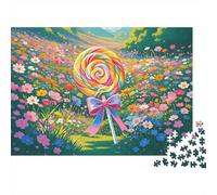 Lollipop Flower Field Puzzle 1000 Pezzi Materiale Riciclato Whimsical Art Puzzles for Ragazzo & Ragazza Dai 6 Anni in Su Divertente And Challenging Gioco Familiare Activity 38x26cm/1000Ps