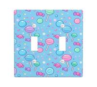 Lollipop - Placca di copertura per interruttore della luce, giocoso colorato Candy Bubble Summer Blue Plastic Standard Dimensioni decorative da parete per soggiorno, camera da letto, casa, ufficio
