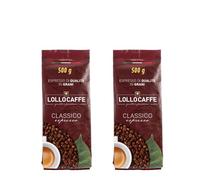 LOLLO CAFFE Grani CLASSICO 2 Buste da 500 g - Espresso Napoletano Miscela Bar in comode buste da 500g per una migliore conservazione del prodotto - Made in Italy -