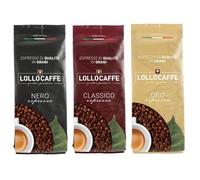 Lollo Caffe' in Grani Mix Miscelea Bar Espresso NERO - CLASSICO - ORO - 3 Buste da 1 Kg - Made in Italy -